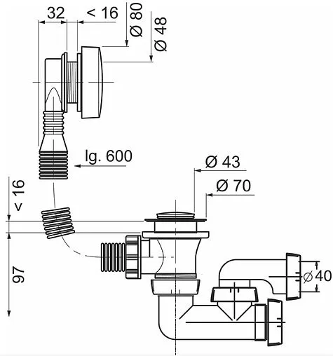 Слив-перелив для ванны Wirquin SP5603 хром 30717567