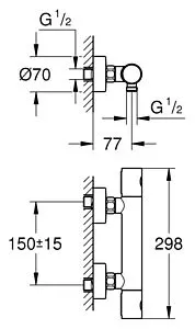 Термостат для душа Grohe Grohtherm 1000 Cosmopolitan хром 34065002 Термостат для душа Grohe Grohtherm 1000 Cosmopolitan хром 34065002, 2