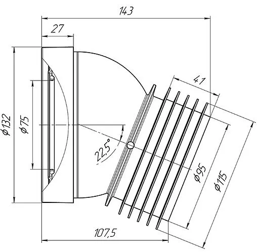 Патрубок для унитаза Ани Пласт 22.5° W2228