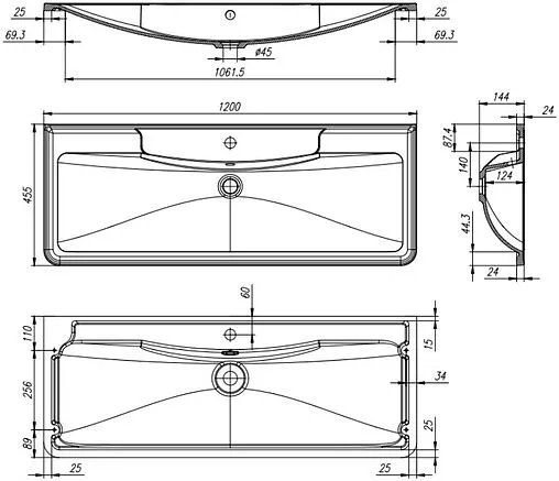 Раковина BelBagno 120 чёрный матовый BB1200/455-LV-ART-ALR-NERO