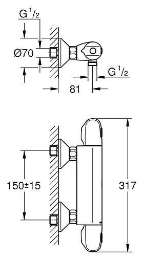 Термостат для душа Grohe Grohtherm 1000 New хром 34143003