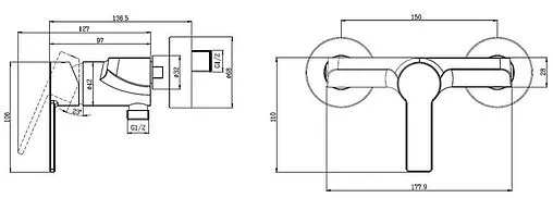 Смеситель для душа Villeroy&amp;Boch Architectura хром TVS10300100061