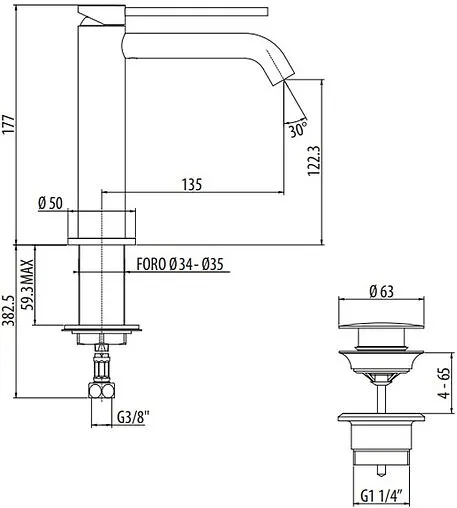 Смеситель для раковины Gattoni Circle Two никель 9144/91NS