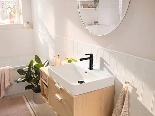 Смеситель для раковины Hansgrohe Rebris S 110 чёрный матовый 72517670