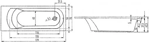 Ванна акриловая Aquanika Base 180х70 A1018070022