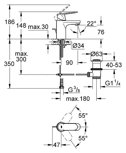 Смеситель для раковины Grohe Eurosmart Cosmopolitan хром 32825000