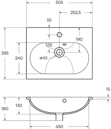 Раковина BelBagno 50 белый BB1923-500