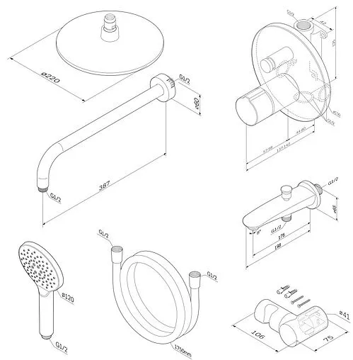 Душевая система со смесителем для ванны Am.Pm X-Joy хром FP85A10020