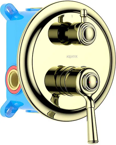 Смеситель для ванны скрытого монтажа Aquatek Классик полированное золото AQ1546PG
