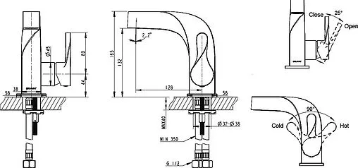 Смеситель для раковины Bravat Wave хром F174108C