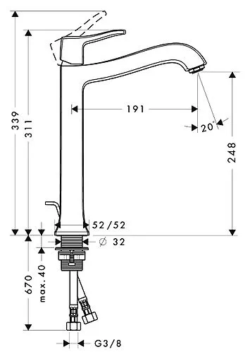 Смеситель для раковины Hansgrohe Metris Classic 250 хром 31078000