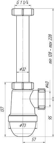 Сифон бутылочный для раковины Ани Пласт белый C1020