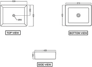 Раковина Jaquar JDR белый JDS-WHT-25907N Раковина Jaquar JDR белый JDS-WHT-25907N, 2