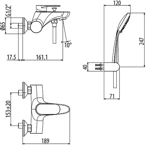 Смеситель для ванны Gattoni H2OMIX7000 хром 7000070C0