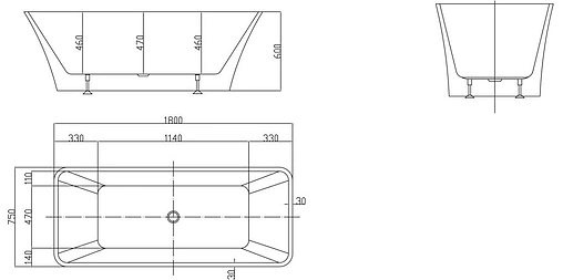 Ванна акриловая отдельностоящая BelBagno 180x75 BB60-1800-750