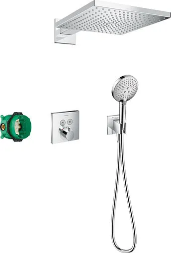 Душевая система с термостатом для душа Hansgrohe Raindance E 300 1jet с ShowerSelect Square хром 27952000