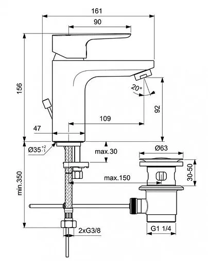 Комплект для ванны 3 в 1 Ideal Standard Ceraplan III хром BD005AA