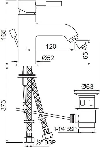 Смеситель для раковины Jaquar Solo хром SOL-CHR-6051B