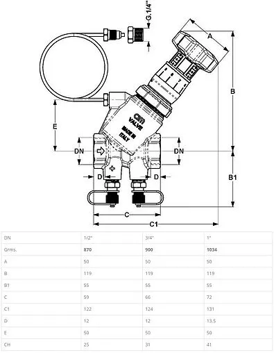 Балансировочный клапан 1&quot;в х 1&quot;в Kvs 5 Cimberio CIM 718HP 1