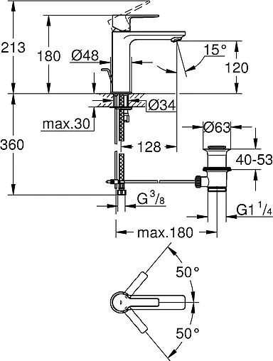 Смеситель для раковины Grohe Lineare полированная сталь 32114DC1