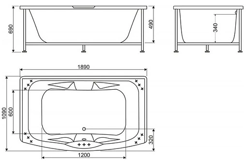 Ванна акриловая BelBagno 189x109 BB105-190-110