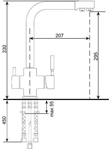 Смеситель для кухни с подключением к фильтру Ulgran графитовый U-016-342