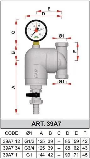 Фильтр тонкой очистки воды 1&quot;в x 1&quot;в Far FA 39A7 1100