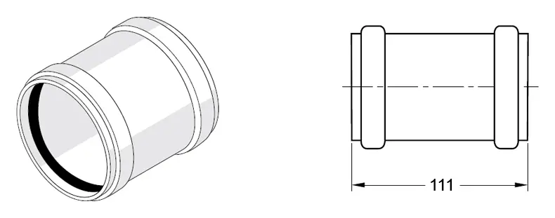 Муфта надвижная (ремонтная) внутренняя бесшумная D=110мм Rehau Raupiano Plus 11215141001 Муфта надвижная (ремонтная) внутренняя бесшумная D=110мм Rehau Raupiano Plus 11215141001, 3