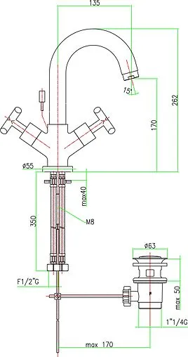 Смеситель для раковины Fiore XT хром 25CR0522