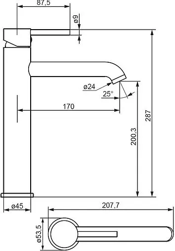 Смеситель для раковины Damixa Scandinavian Pure чёрный матовый 360250300