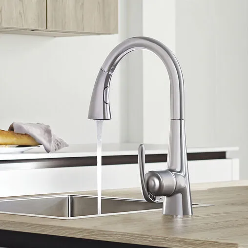 Смеситель для кухни с выдвижным изливом Grohe Zedra хром матовый 32294SD1