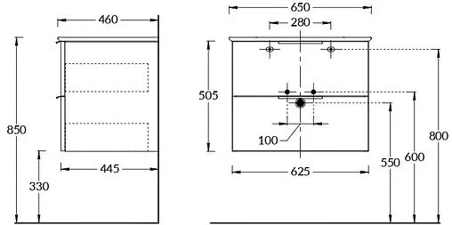 Тумба-умывальник подвесная Kerama Marazzi Piano Forte 65 белый PI.F.65\WHT+PI.wb.65