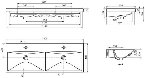 Раковина BelBagno MARINO-CER 120 белый BB-0325-120-2-LVB