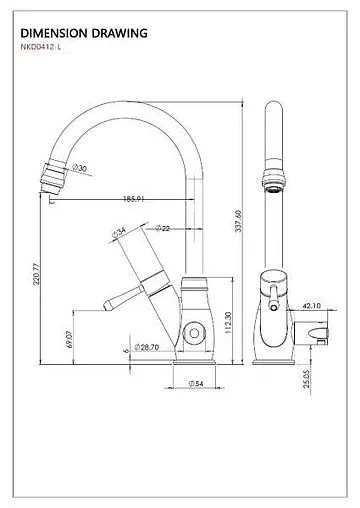 Смеситель для кухни с подключением к фильтру Atoll NKD0412CP-L хром ATOFCM307