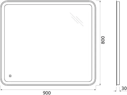 Зеркало с подсветкой BelBagno MARINO 90x80 механическая кнопка SPC-MAR-900-800-LED-BTN