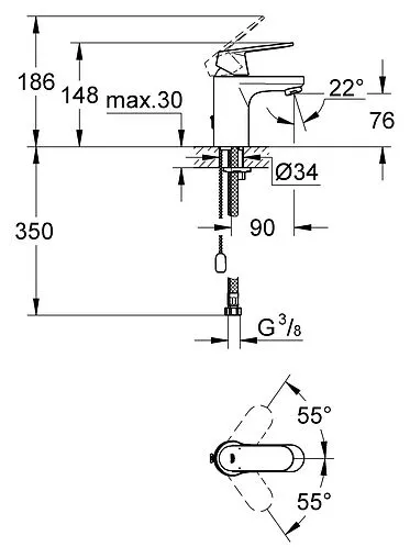 Смеситель для раковины Grohe Eurosmart Cosmopolitan хром 3282700E