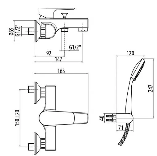 Смеситель для ванны Gattoni H2OMIX3000 хром 3000/30С0