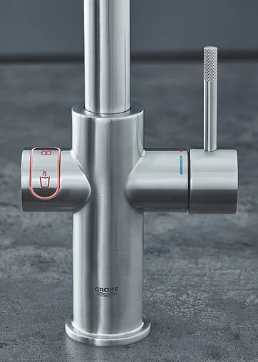 Смеситель для кухни с фильтром и встроенным нагревом воды Grohe Red II Duo суперсталь 30327DC1