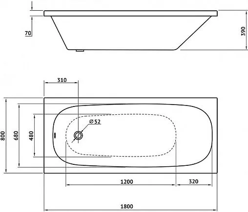 Ванна акриловая BERGES Nelu 180x80 с каркасом 050024