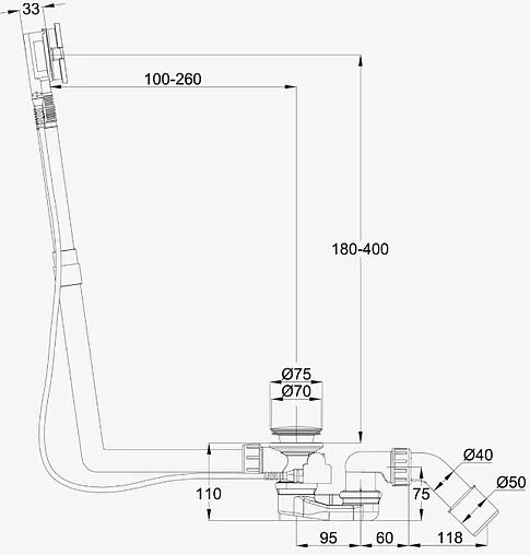 Слив-перелив для ванны Bette Multiplex M5 белый B600-000