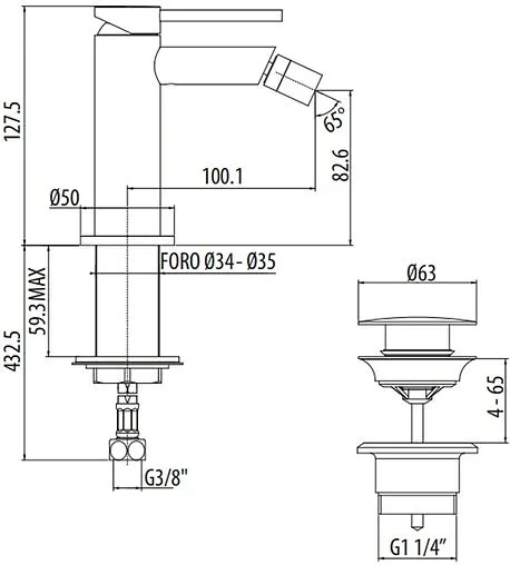 Смеситель для биде Gattoni Circle Two золото 9150/91SG