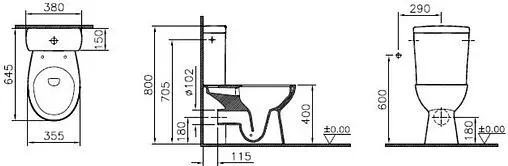 Унитаз-компакт безободковый VitrA S10 SmoothFlush белый 9864B003-7201