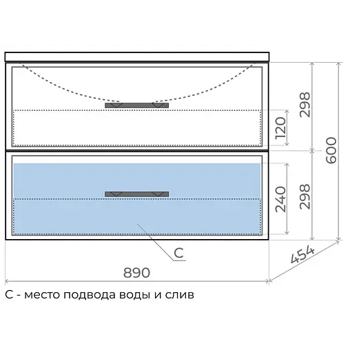 Тумба под умывальник подвесная Uperwood Foster 90 серый графит 291020523