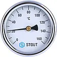 Термометр биметаллический Stout 63мм 160°С гильза 75мм ½" SIM-0002-637515