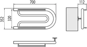 Полотенцесушитель водяной Terminus Фокстрот 1" БШ 320х700 полированная сталь 4620768881534 Полотенцесушитель водяной Terminus Фокстрот 1" БШ 320х700 полированная сталь 4620768881534, 2