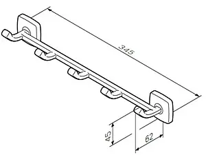 Планка с 5-ю крючками Am.Pm Gem хром A9035900 Планка с 5-ю крючками Am.Pm Gem хром A9035900, 2