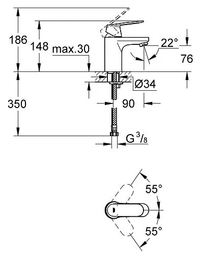 Смеситель для раковины Grohe Eurosmart Cosmopolitan хром 32824000