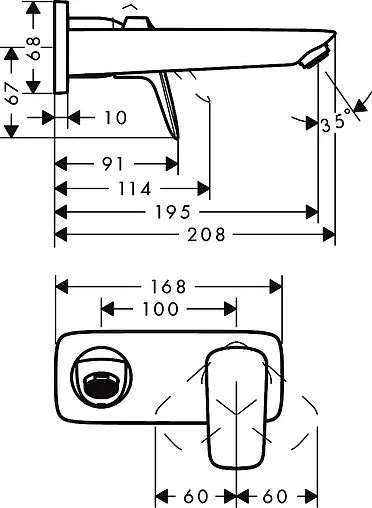 Смеситель для раковины из стены Hansgrohe Logis хром 71220000