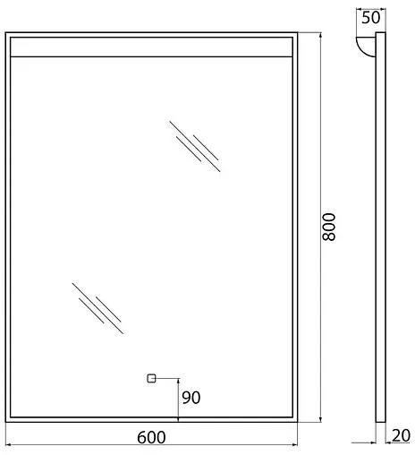 Зеркало с подсветкой BelBagno UNO 60x80 сатин SPC-UNO-600-800-TCH