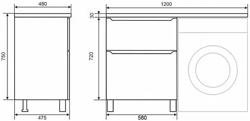 Тумба под умывальник напольная Uperwood UPD Tanos 60 белый с графитовыми вставками 291120334